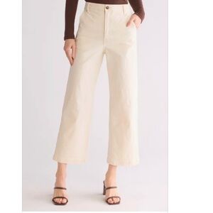 THE GREAT. Cream Wide Leg Jeans